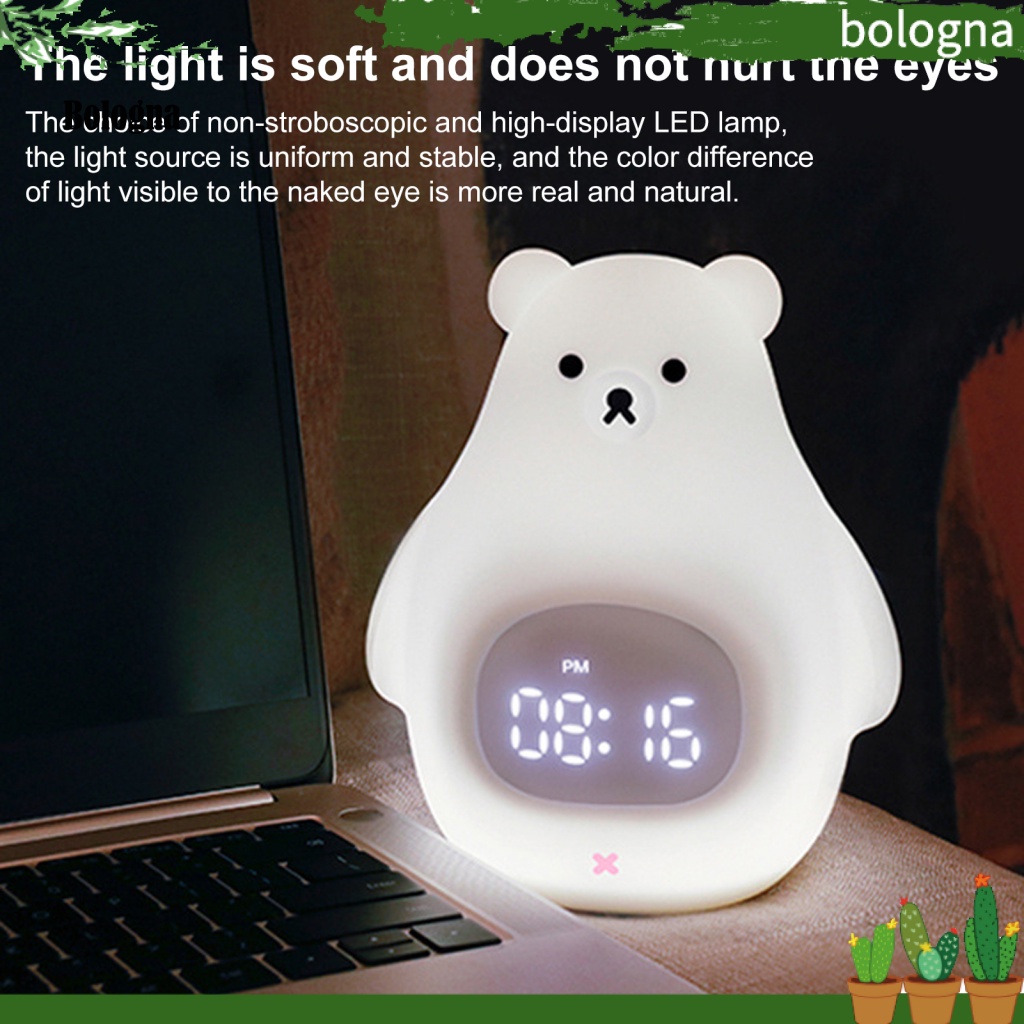 Đồng Hồ Báo Thức Đèn LED Silicone Tiết Kiệm Năng Lượng Hình Gấu Hoạt Hình Cho Phòng Trẻ Em