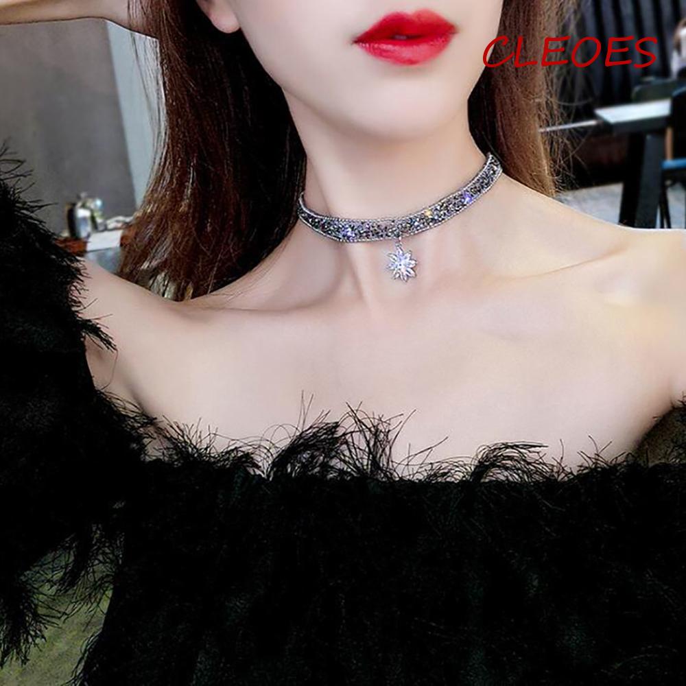 Vòng cổ Hợp Kim Mặt Hình Hoa Tuyết Thời Trang Cho Nữ