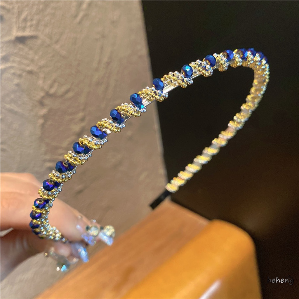 Set 2 Băng Đô Cài Tóc Đính Hạt Pha Lê Lấp Lánh