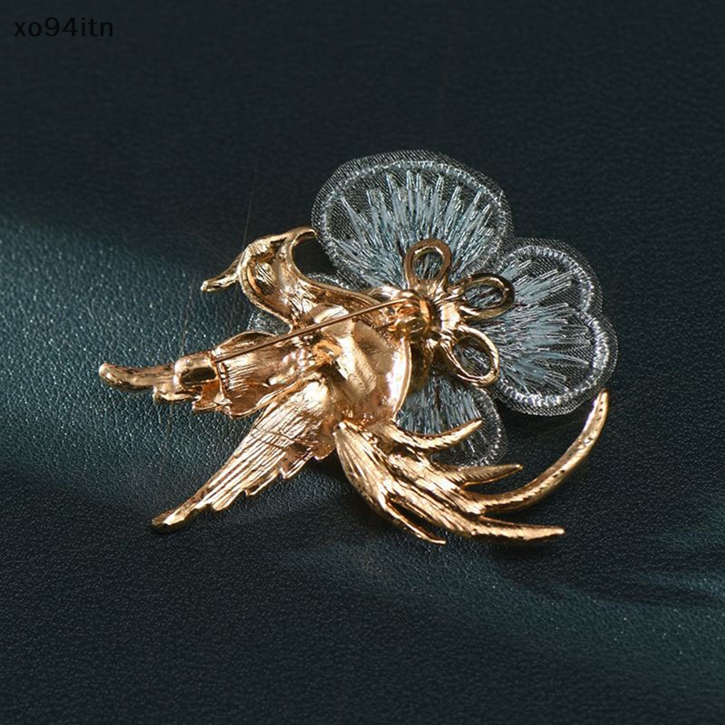 Ghim Cài Áo Hình Hoa / Chim Phượng Hoàng Đính Ngọc Trai Tráng Men Thời Trang Cho Nữ