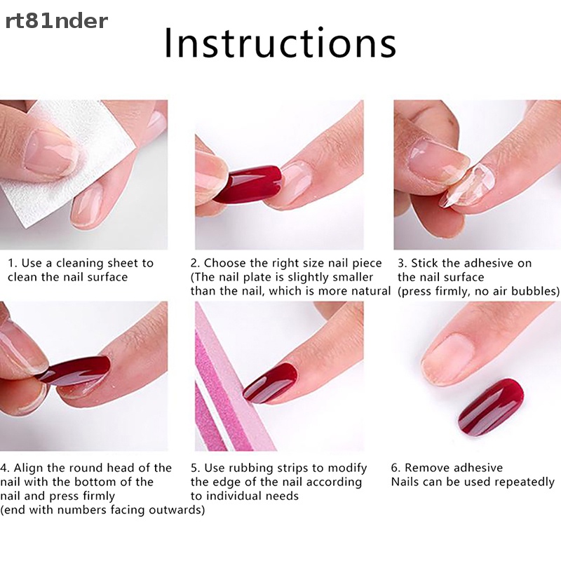 Rt Set 576 Móng Tay Giả Ngắn Che Phủ Toàn Diện Chất Liệu Acrylic