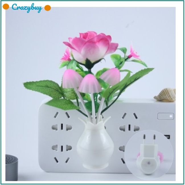 Cr Đèn Ngủ Led Hình Hoa Hồng Có Công Tắc Cảm Biến Tiện Dụng