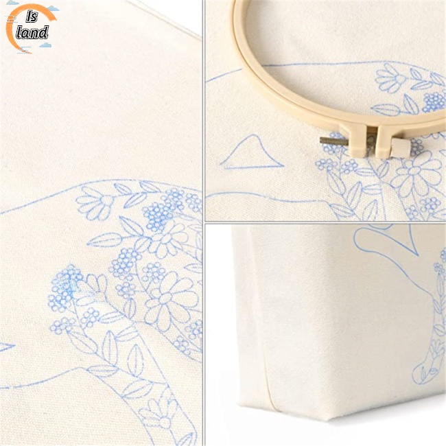 Túi Đeo Chéo Vải Cotton Canvas Thêu Họa Tiết Tan Trong Nước Kích Thước 34x40cm Thời Trang Cho Người Mới Bắt Đầu