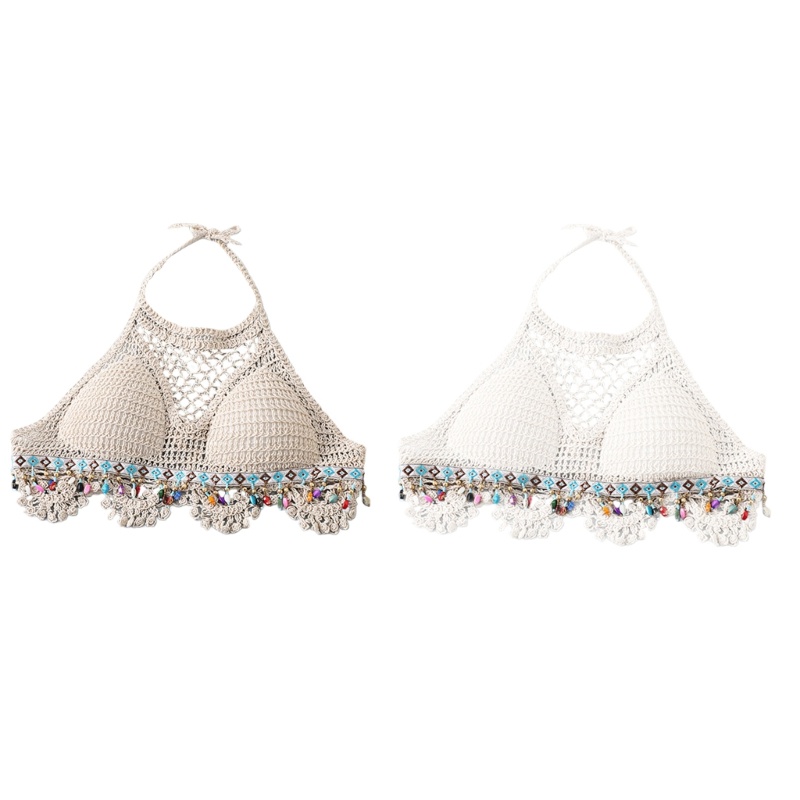 Áo Đan Móc Hai Dây Phối Tua Rua Thời Trang Quyến Rũ Cho Nữ