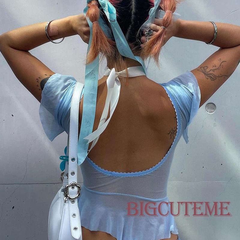 Áo Thun Tay Ngắn Cổ Thuyền Nhìn Xuyên Thấu Thời Trang Mùa Hè Cho Nữ