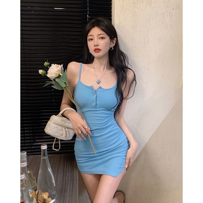 COZOK Đầm Không Tay Dáng Ôm Màu Trơn Thời Trang Gợi Cảm Dành Cho Nữ