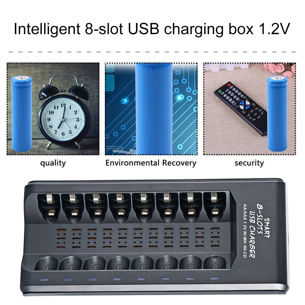 8 Slot Smart Battery Charger Led Display For Aa / Aaa Nimh Rechargeable Batteries With Charging Indication [Q/5]