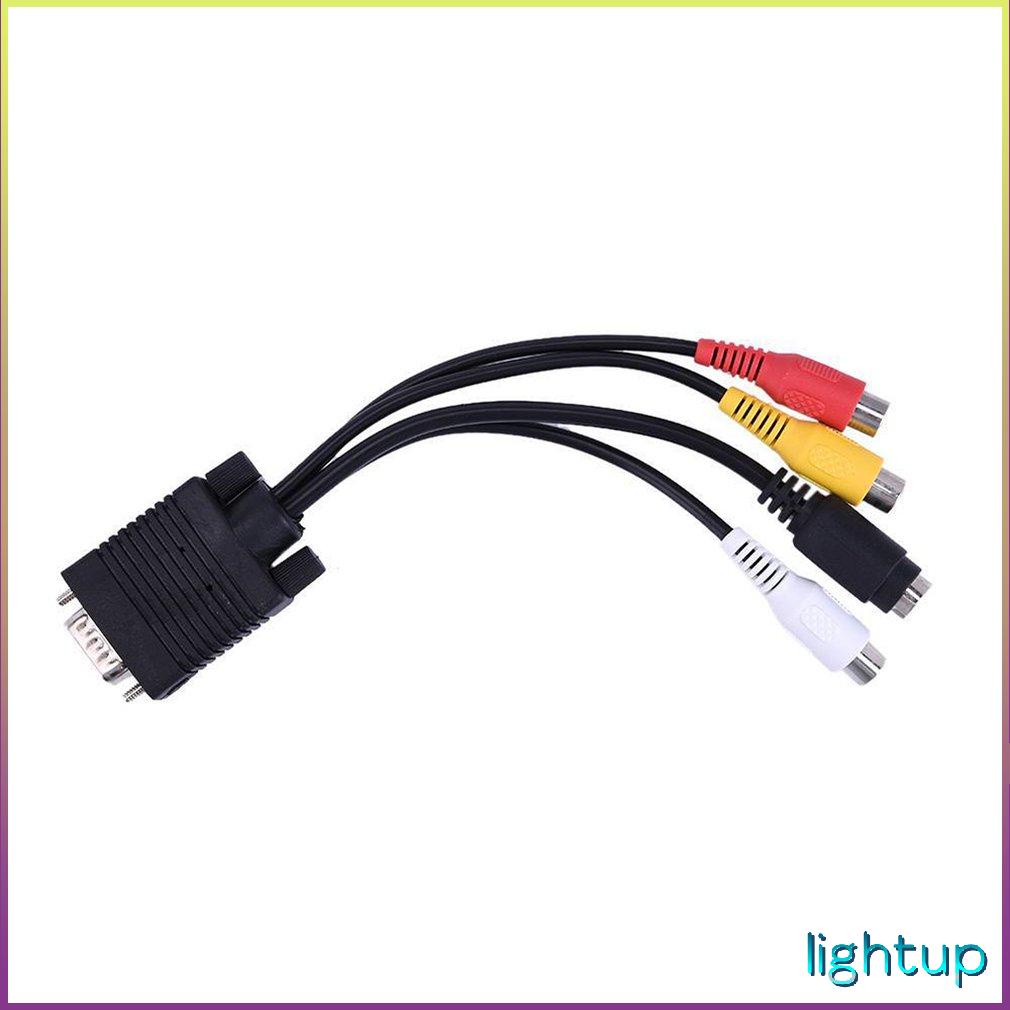 Vga Svga Sang S-Video 3 Rca Composite Av Tv Out Bộ Chuyển Đổi Cáp Pc Dây Tiêu Chuẩn Đầu Vào Sub-D [T/1]