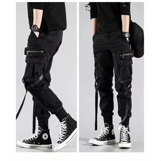 Quần JOGGER Vải Cotton Dáng Ôm Co Giãn Tốt Phối Túi Cá Tính Cho Nam