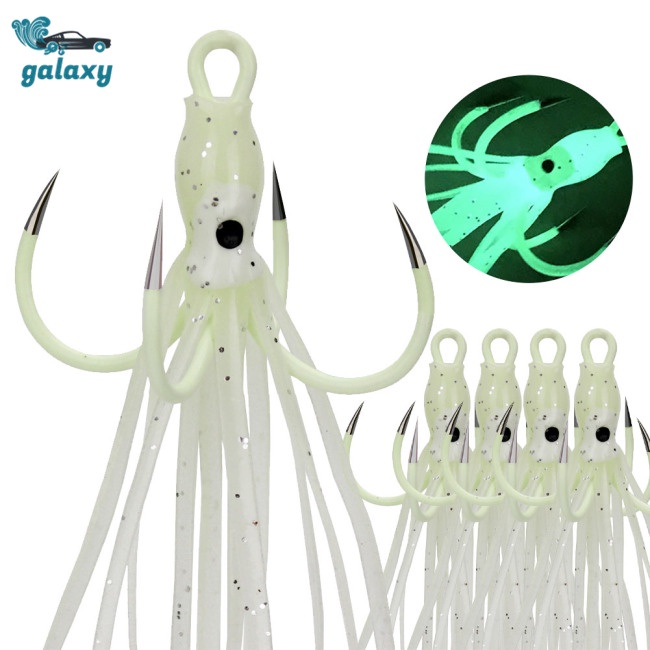 Galaxy Set 5 Mồi Giả Nhử Cá Hình Mực Phát Quang Gắn Kèm Móc Câu