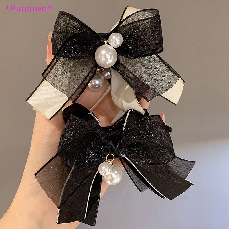 Kẹp Tóc Nơ Ren Đính Ngọc Trai Thời Trang Hàn Quốc Dành Cho Nữ Mới