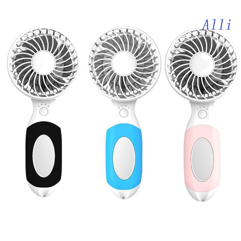 Quạt Mini Cầm Tay Sạc USB Kèm Gương Trang Điểm Và Giá Đỡ Tiện Dụng