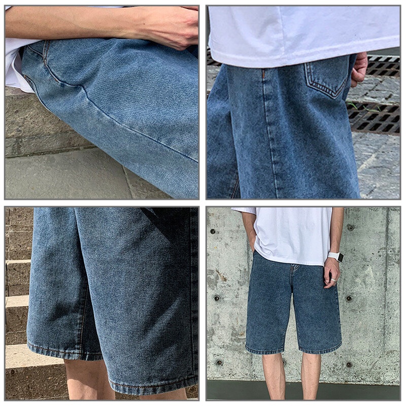 Quần Short Denim Dáng Rộng Thời Trang Đa Năng Cho Nam