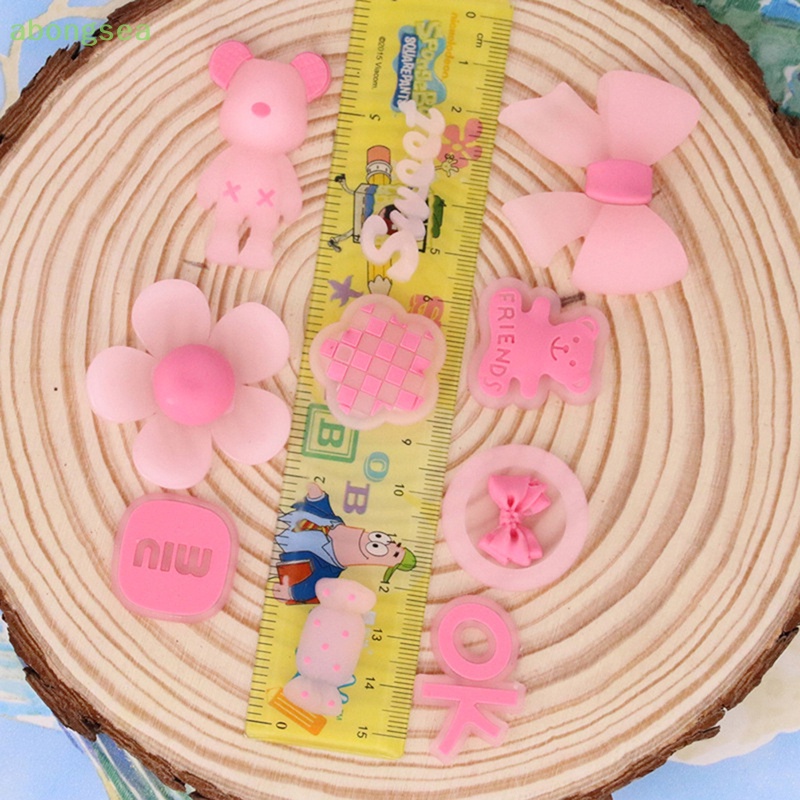 Set 5 Miếng Dán PVC Mềm Màu Hồng Dạ Quang Họa Tiết Hoạt Hình Dùng Trang Trí Ốp Điện Thoại DIY