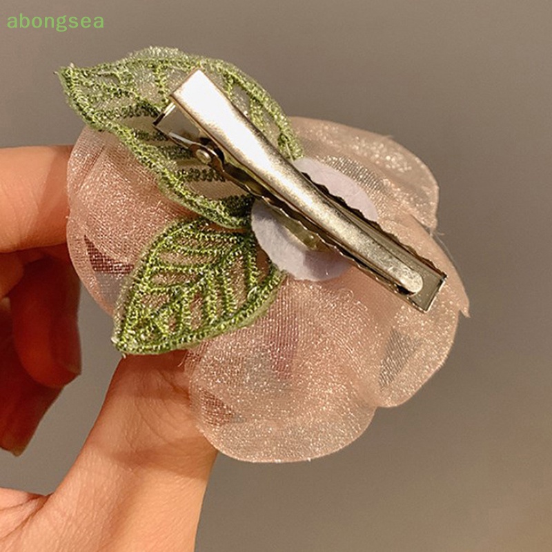 Abongsea Kẹp Tóc Đuôi Ngựa Bằng Sợi Lụa Cao Cấp Co Giãn Hình Hoa Lá Mùa Hè Cho Nữ