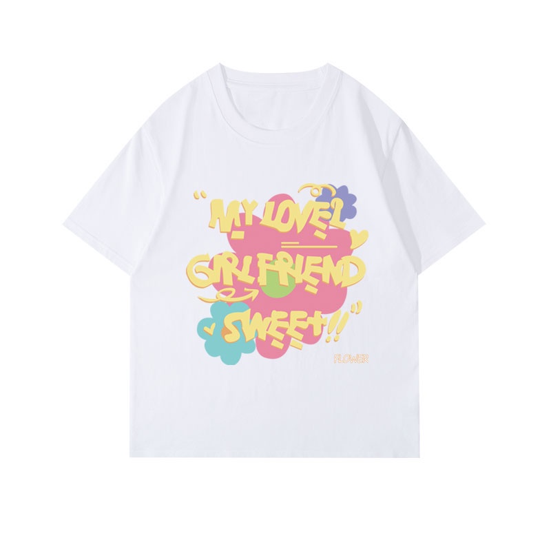 Áo thun NRVP 100% cotton tay ngắn cổ tròn in họa tiết phong cách Hàn Quốc cho nữ