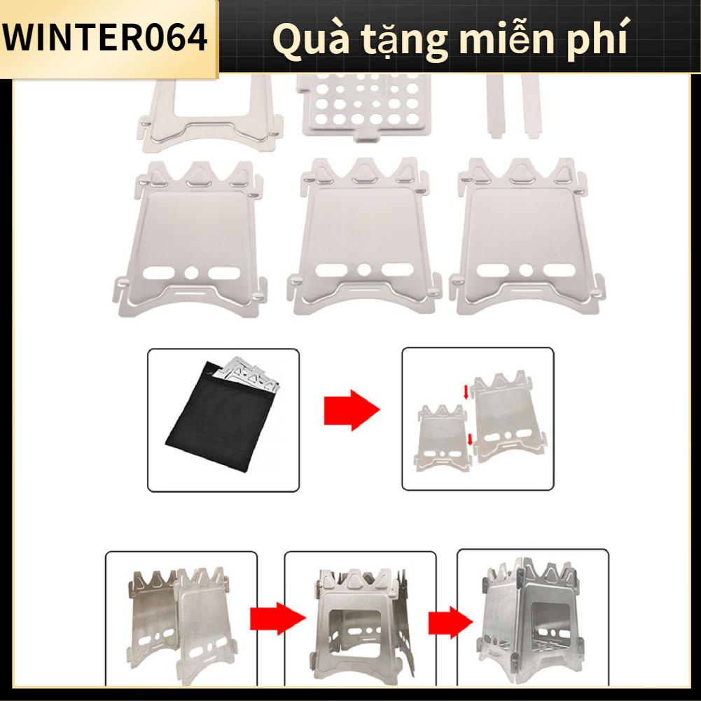 Winter064 Bếp Cắm Trại Thép Không Gỉ 304 Gấp Trang Bị Sau Lưng Lò Đốt Di Động Nhẹ Bỏ Túi Ngoài Trời