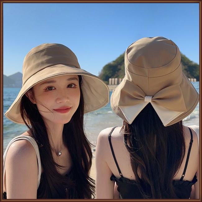 Nón Tai Bèo Vành Rộng Chống Nắng Đính Nơ Dễ Thương Thời Trang Mùa Hè Cho Nữ