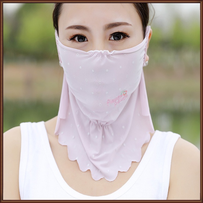 Khẩu Trang Chống Nắng Chống Bụi Bằng Lụa Mát Thêu Họa Tiết Hoa Gợn Sóng Thời Trang Mùa Hè Cho Nữ