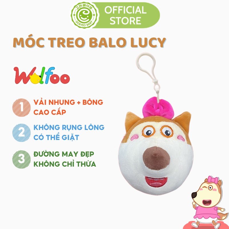 Móc Khoá Hình Thú Nhồi Bông Lucy, Móc Treo Balo - Thương Hiệu Wolfoo