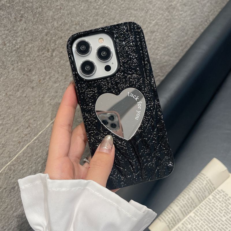 Ốp Điện Thoại Silicon Mặt Gương Hình Trái Tim Cho iPhone XR XS Max 11 12 13 14 Pro Max Shin Case