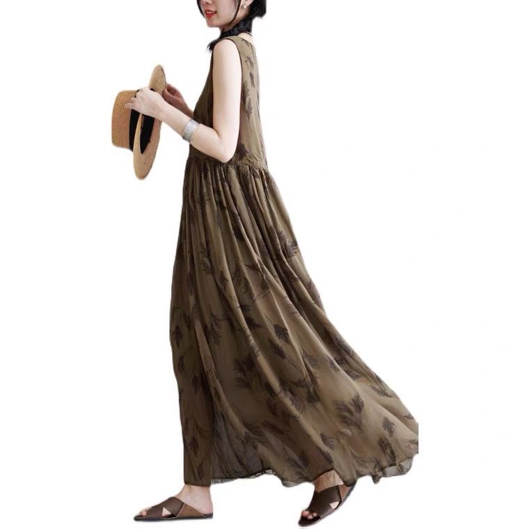 [F &amp; X] Đầm Voan Dáng Dài In Họa Tiết Sang Trọng Thời Trang Xuân Hè 2023