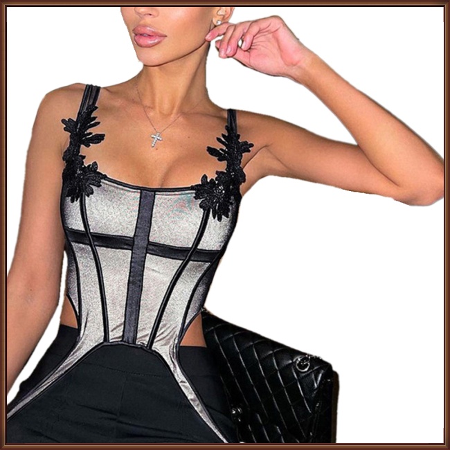 Áo Thun 95% Polyester 5 Spandex Hai Dây Ôm Eo Phong Cách Âu Mỹ Gợi Cảm Thời Trang