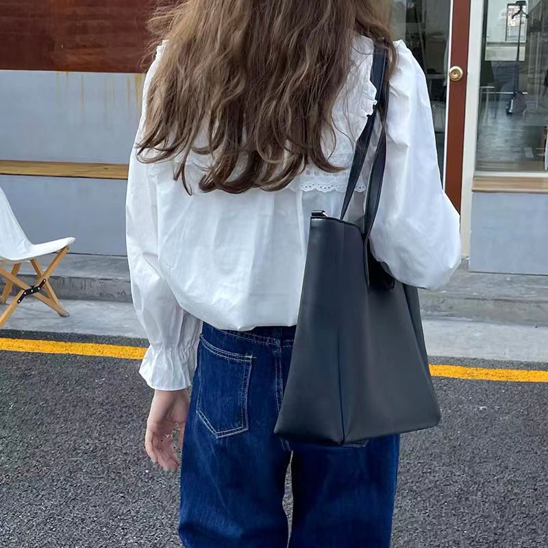 Túi tote Đeo Vai Cỡ Lớn Màu Trơn Có Khóa Kéo Thời Trang Cho Nữ