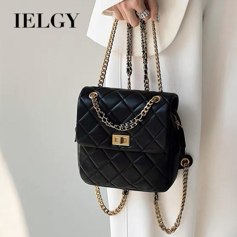 Ielgy Ba Lô Hình Thoi Nhỏ Đa Chức Năng Có Dây Xích Thời Trang Cao Cấp Cho Nữ