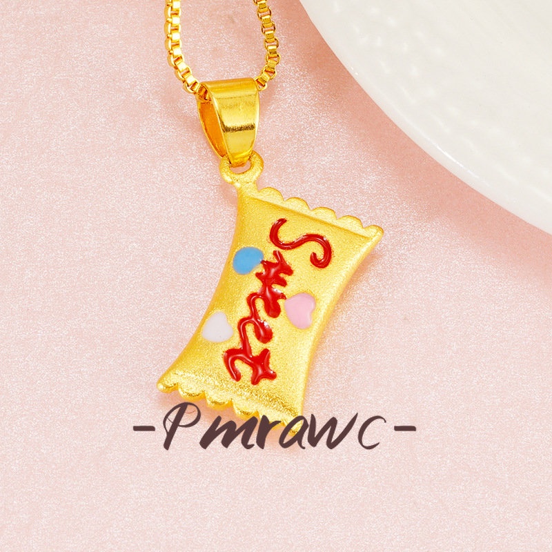 Dây chuyền vàng Au999 nguyên chất thiết kế ngọt ngào 3D cứng cáp nhiều màu sắc