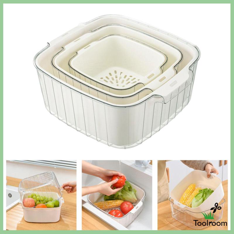 Bộ 3 Dụng Cụ Lọc Hai Lớp Màu Trắng Giúp Tiết Kiệm Không Gian Nhà Bếp