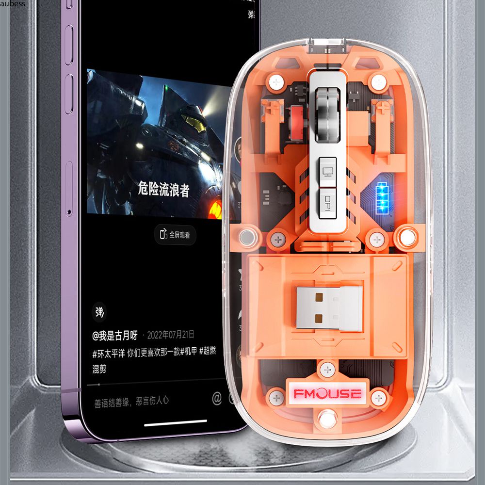 Sẵn Sàng Mm133 Chuột Không Dây Ba Chế Độ Tương Thích Bluetooth Chuột Quang Học 2400Dpi Không Ồn Ào Có Thể Sạc Lại, Thích Hợp Cho Nhà Văn Phòng Serein