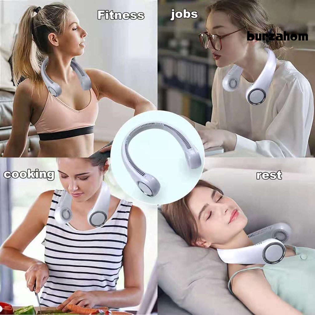 Quạt 3 Bánh Răng Đeo Cổ Di Động Xoay 360 Độ Bằng ABS Sạc USB Dùng Hàng Ngày