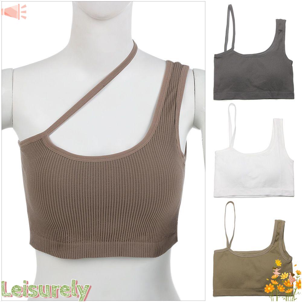 Áo Tank Top Nữ LEILY ​ Bộ Đồ Lót Thiết Kế Quyến Rũ Cho Nữ ​Spaghetti Không Đều ​Mùa Hè Rắn Có Đệm