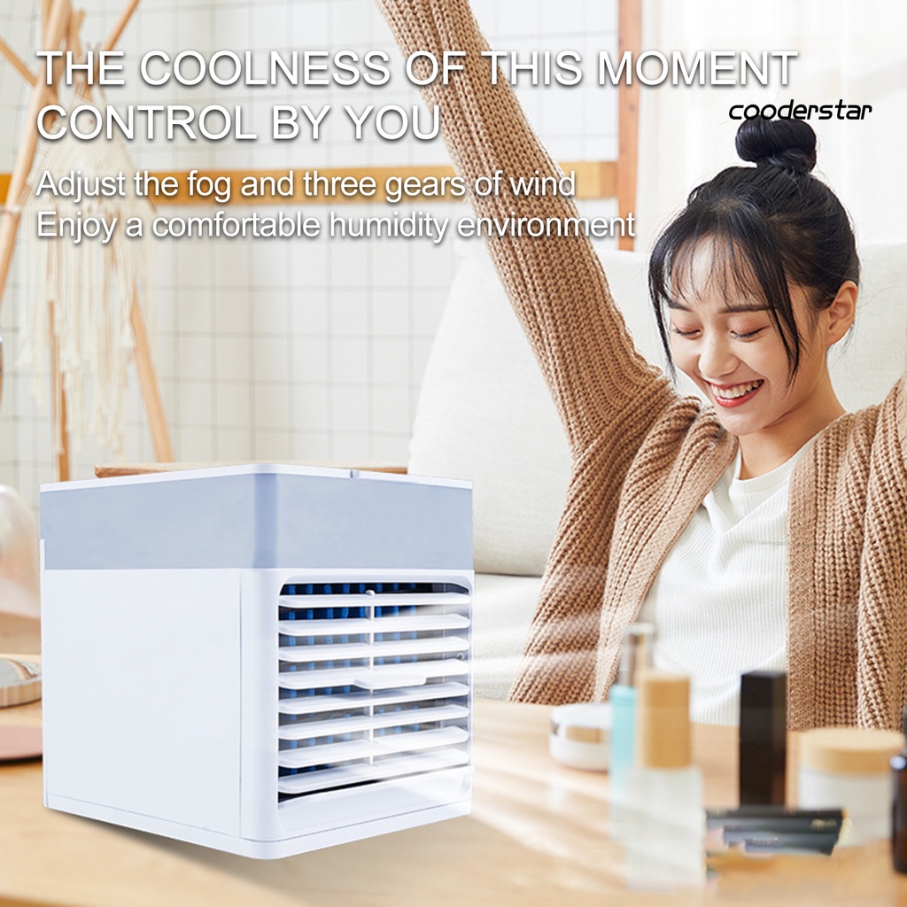 Quạt Làm Mát Phun Sương Để Bàn Ba Bánh Răng Siêu Êm Đa Năng Có Đèn Ban Đêm Nhiều Màu Sắc Cho Gia Đình