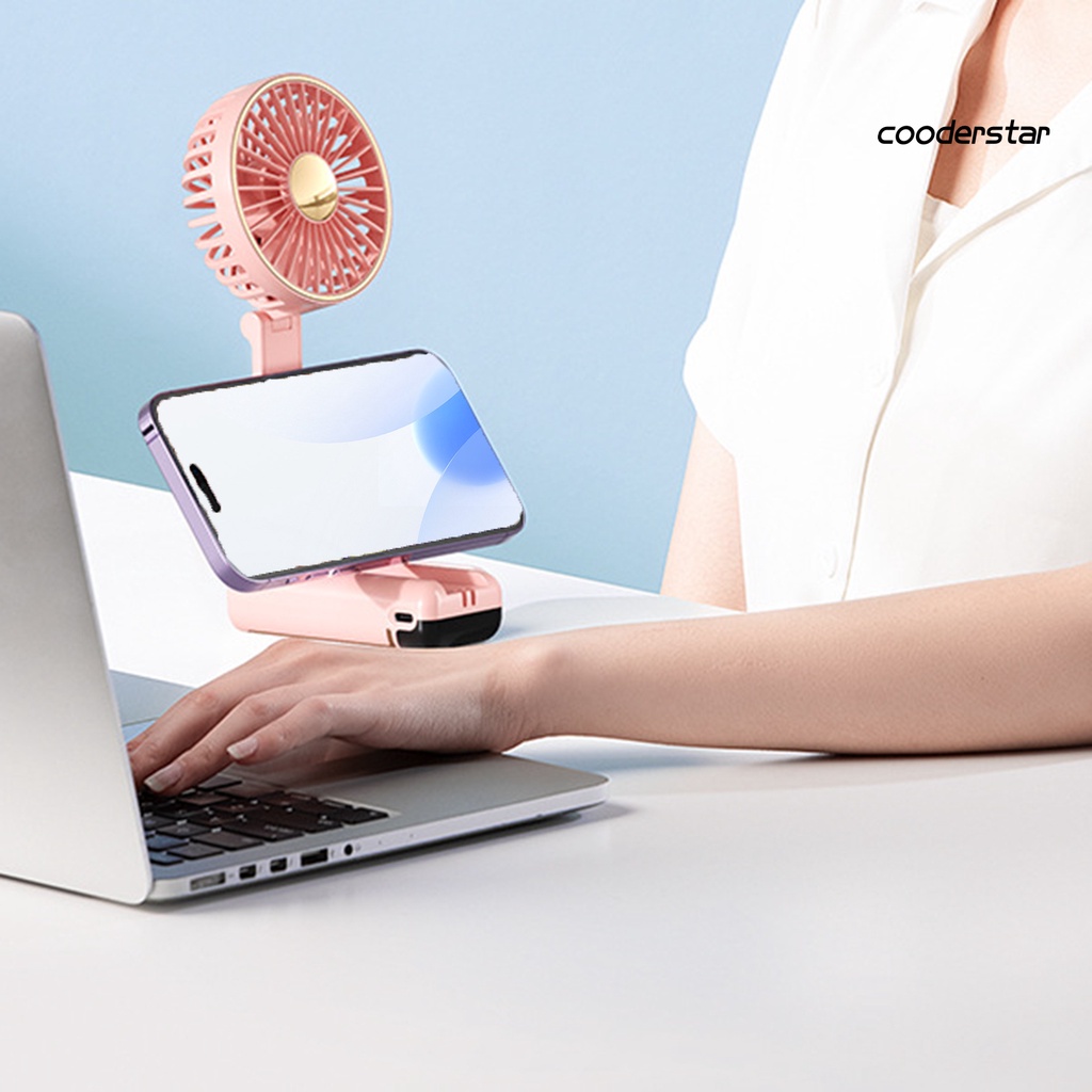 1 Bộ Quạt Làm Mát Cầm Tay 5 Bánh Răng Có Thể Gập Lại Màn Hình Kỹ Thuật Số Tiếng Ồn Thấp Cổng USB