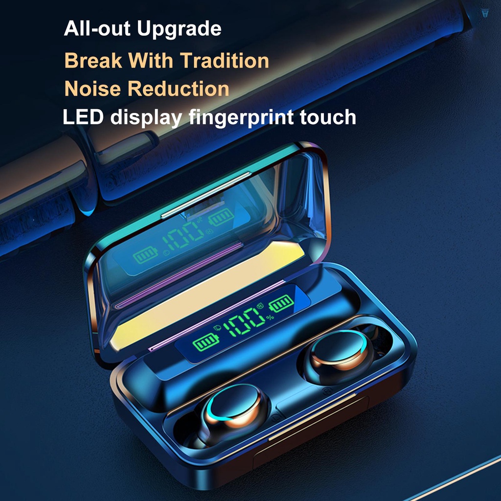 Tai Nghe Nhét Tai 5.1 BT Có Đèn Led Cảm Ứng Tích Hợp Pin Sạc 1500mAh Kèm Hộp Đựng Mini