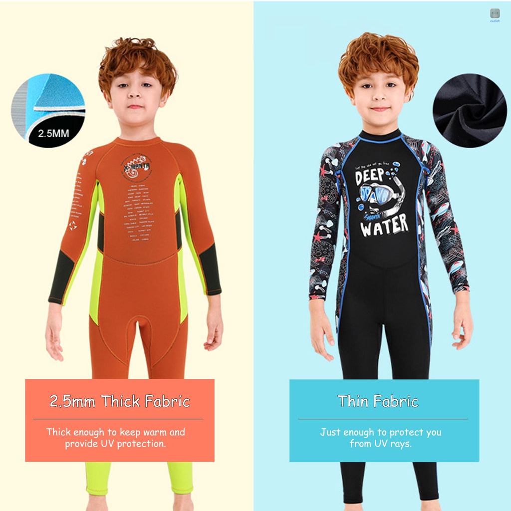 Bộ Đồ Bơi Lặn Một Mảnh Tay Dài Có Khóa Kéo An Toàn Khô Nhanh Dành Cho Bé Trai