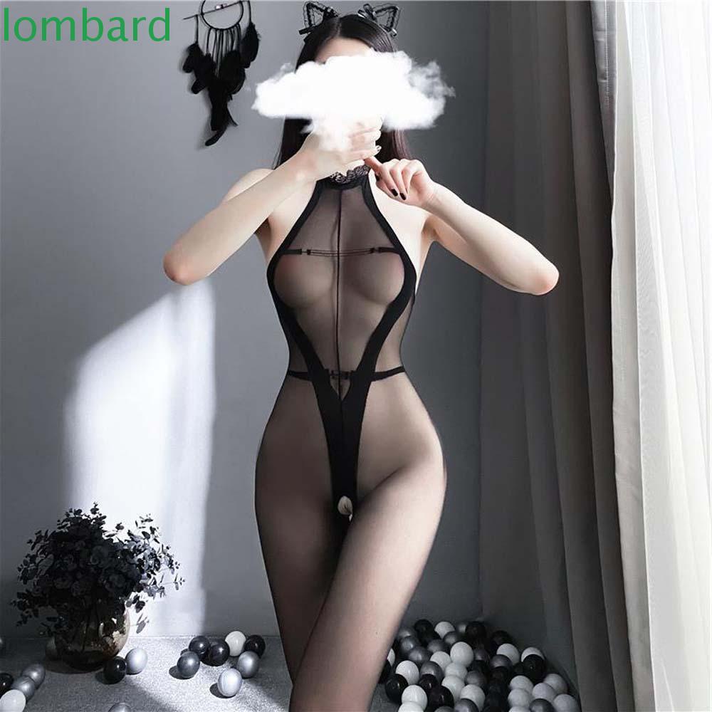 Lombard Bộ Áo Liền Quần Hai Dây Mỏng Màu Đen Gợi Cảm Cho Nữ