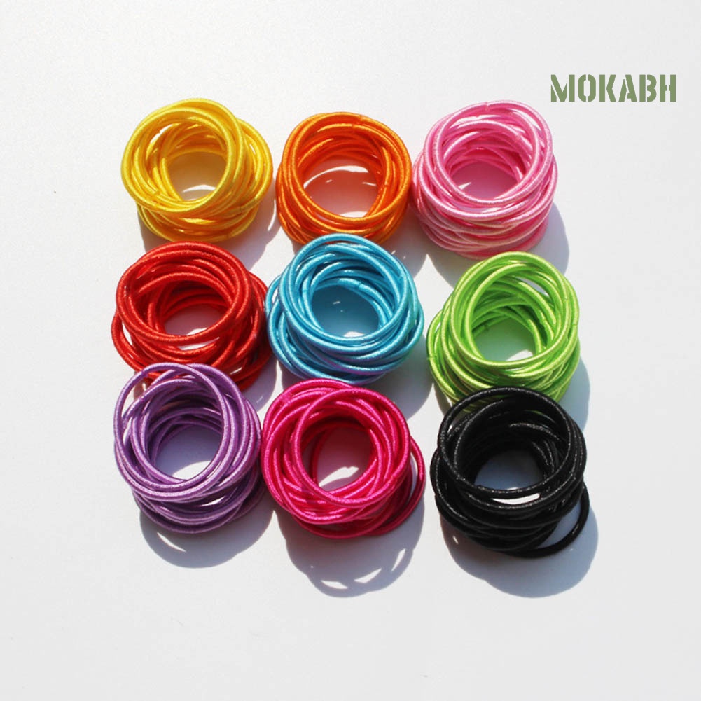 Set 10 Dây Cột Tóc Co Giãn Màu Trơn Đơn Giản Cho Bé Gái Giá Đỡ