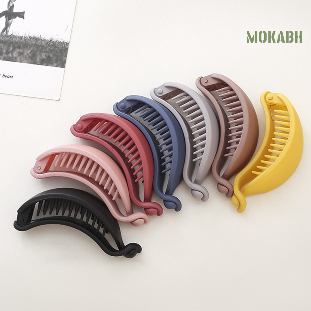 Kẹp Tóc Hình Quả Chuối Màu Trơn Có Răng Chống Trượt Kích Thước Lớn