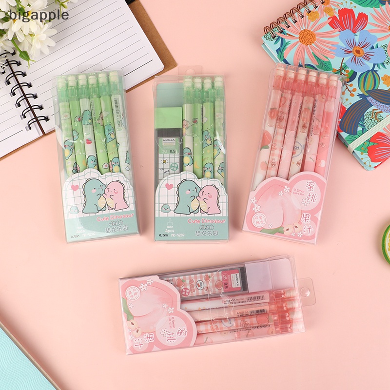 1 Set Bút Chì Bấm Ngòi 0.5MM In Hình Hoạt Hình Đáng Yêu