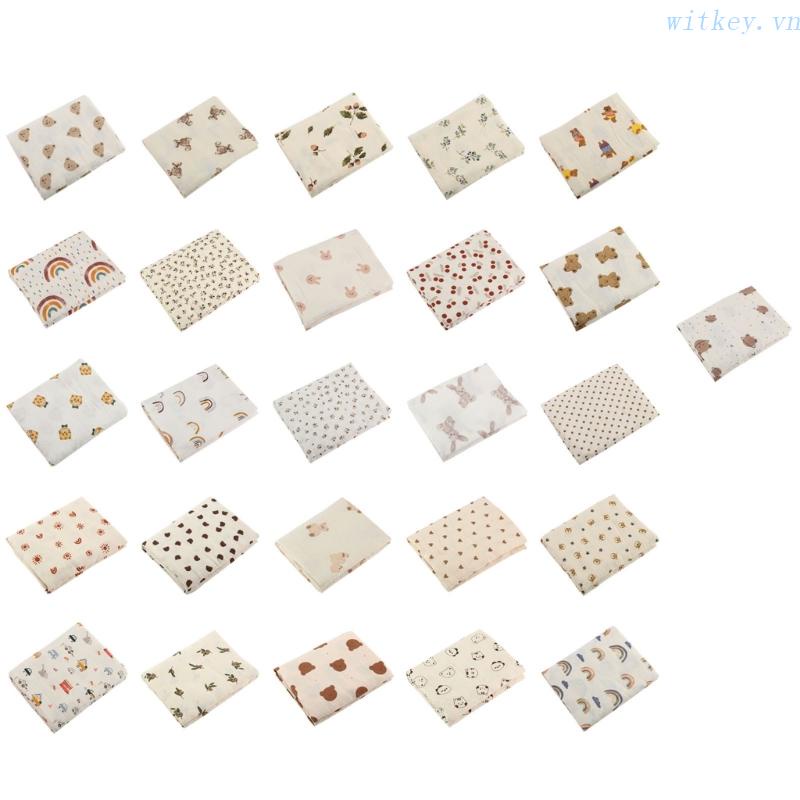 Chăn Quấn Em Bé Chất Liệu Cotton Mỏng Thấm Hút Tốt In Họa Tiết Xinh Xắn