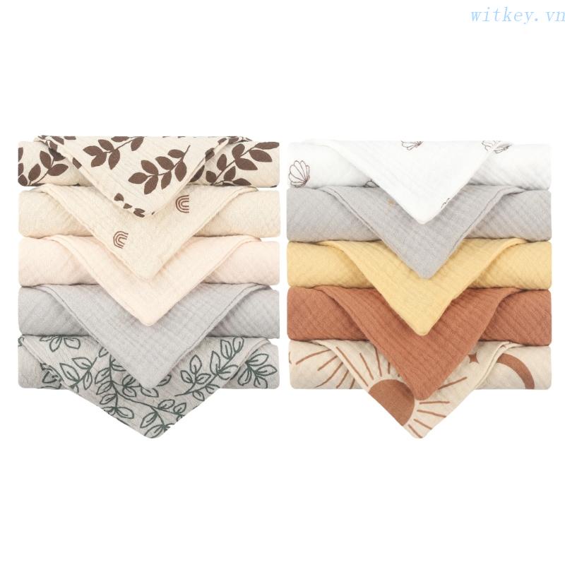 Bộ 10 Khăn Lau Mặt Bằng Vải Cotton Thấm Hút Mồ Hôi Thoáng Khí Cho Bé Bandan