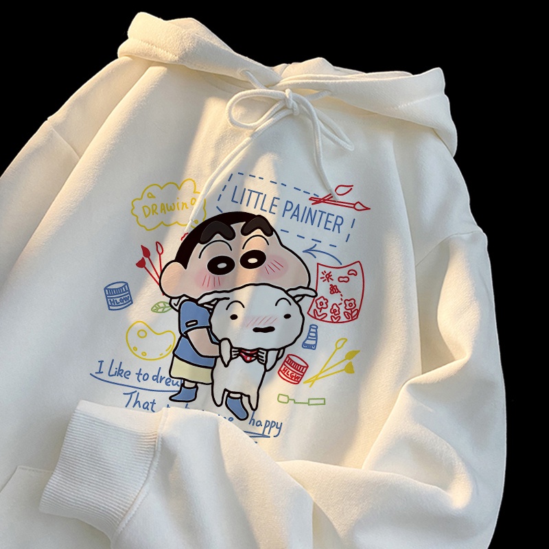 Dễ Thương Áo hoodie Tay Dài Dáng Rộng In Hình Cậu Bé Bút Chì shin-chan Phong Cách Hàn Quốc Thời Trang unisex