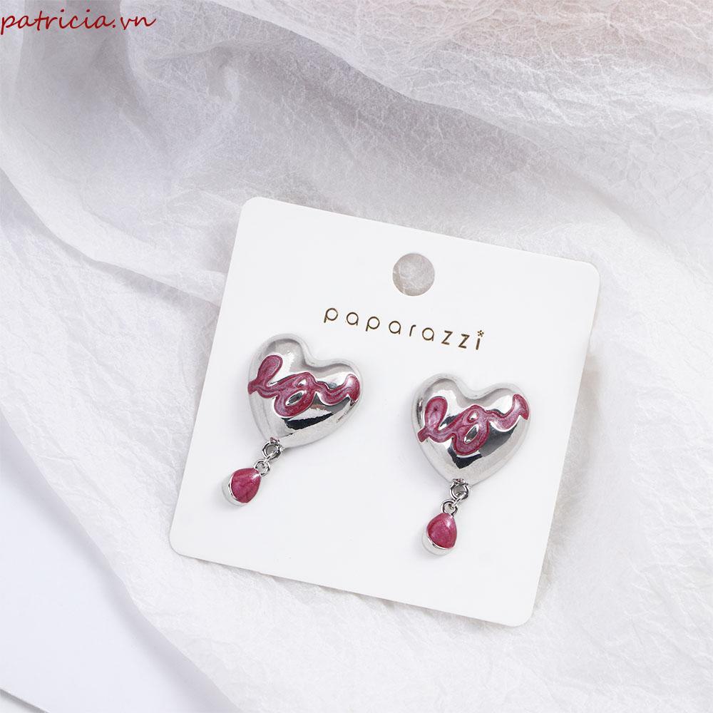 Bông Tai Hình Trái Tim Phối Tua Rua Phong Cách Hàn Quốc Thanh Lịch