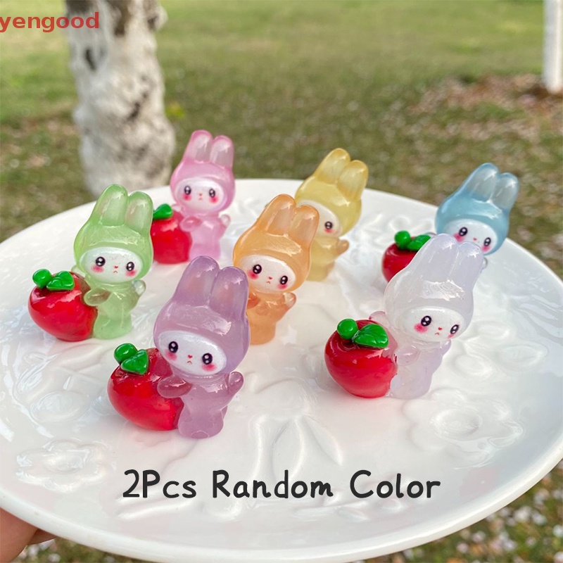 Bộ 2 Đồ trang trí Thỏ Bunny Hoạt Hình Phát Sáng Dùng Trang Trí Tiểu Cảnh