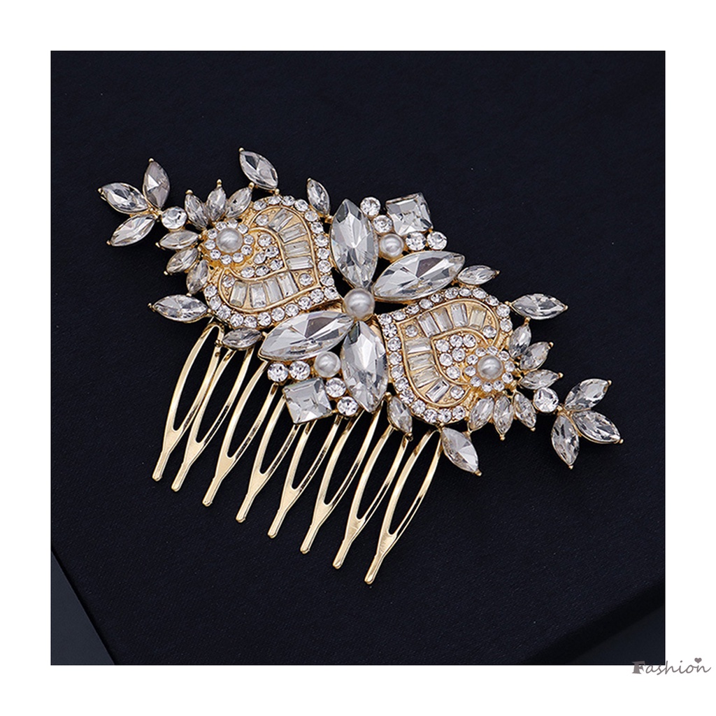 Lược Cài Tóc 8 Răng Bằng Hợp Kim Đính Đá Thời Trang Dành Cho Cô Dâu