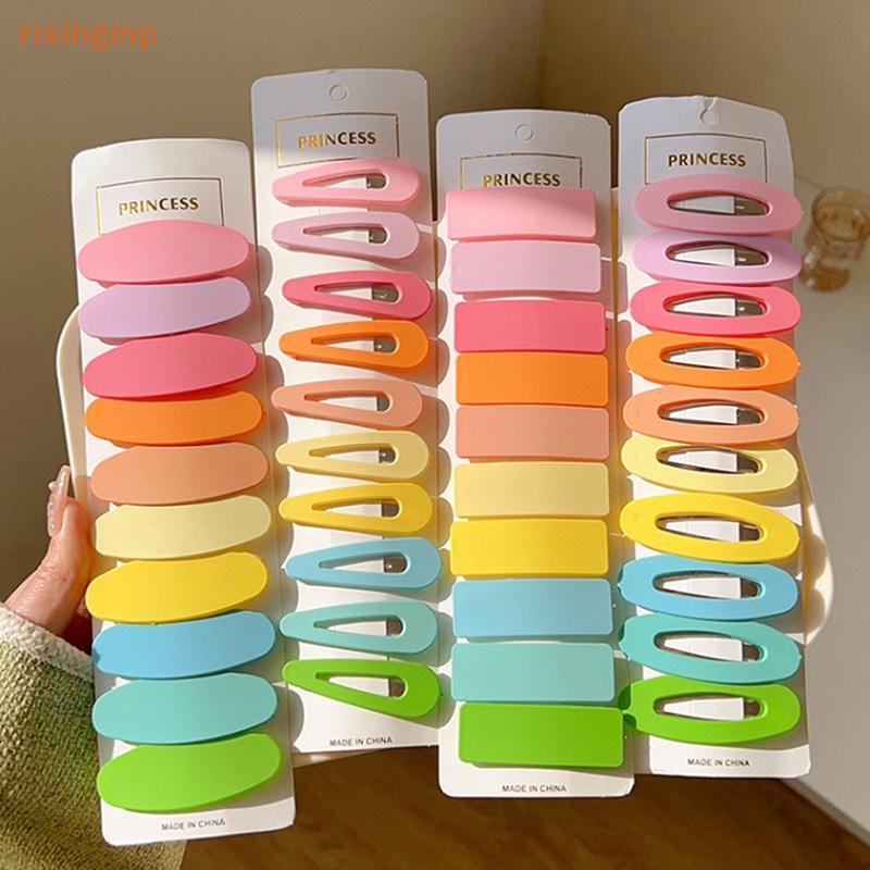 Set 10 Kẹp Tóc Hình Chữ Nhật / Vuông / Oval Màu Đen Dành Cho Bé Gái