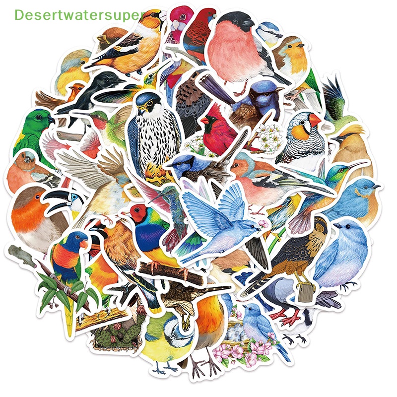 Bộ 50 Miếng Dán Trang Trí Hình Chim Hoạt Hình DIY